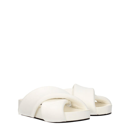 Sandales chaussons en cuir blanc Jil Sander