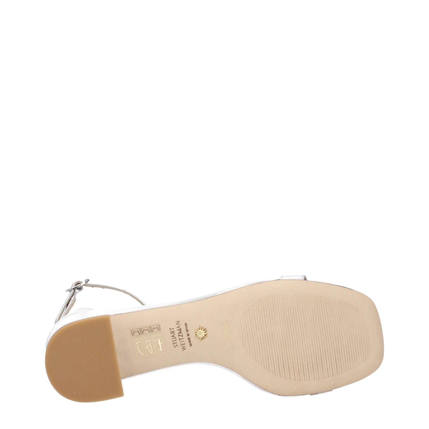 Stuart Weitzman – Flache Sandalen aus grauem Leder