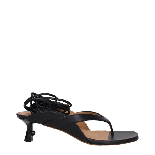 Off-White – Schwarze Flip-Flop-Sandalen aus Leder