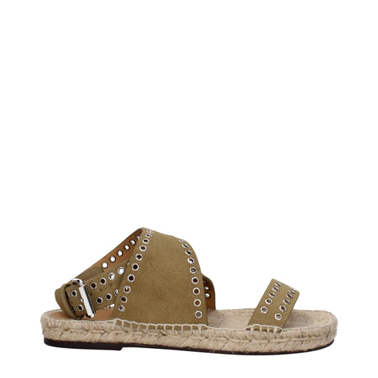 Isabel Marant Grüne flache Ledersandalen