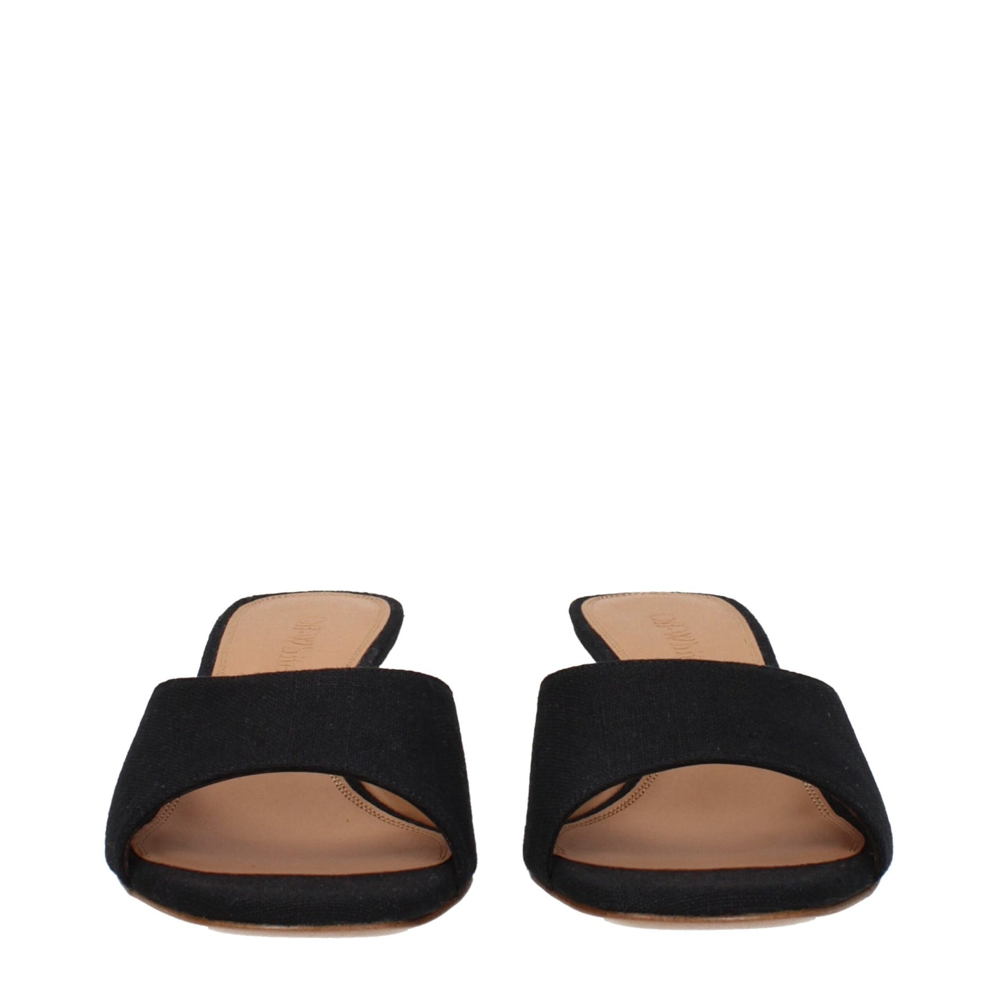 Off-White – Flache Sandalen aus schwarzem Leinen