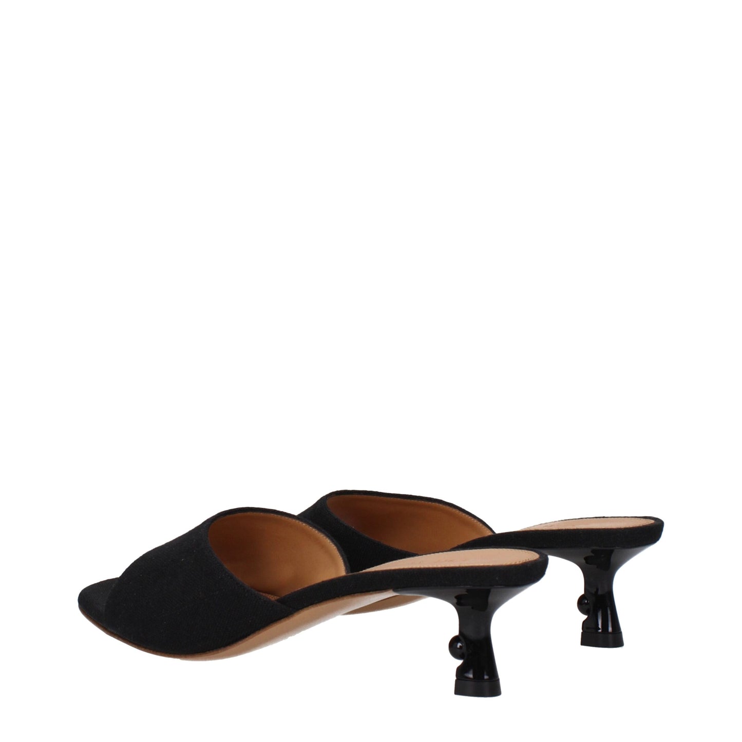 Off-White – Flache Sandalen aus schwarzem Leinen