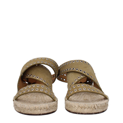 Isabel Marant Grüne flache Ledersandalen