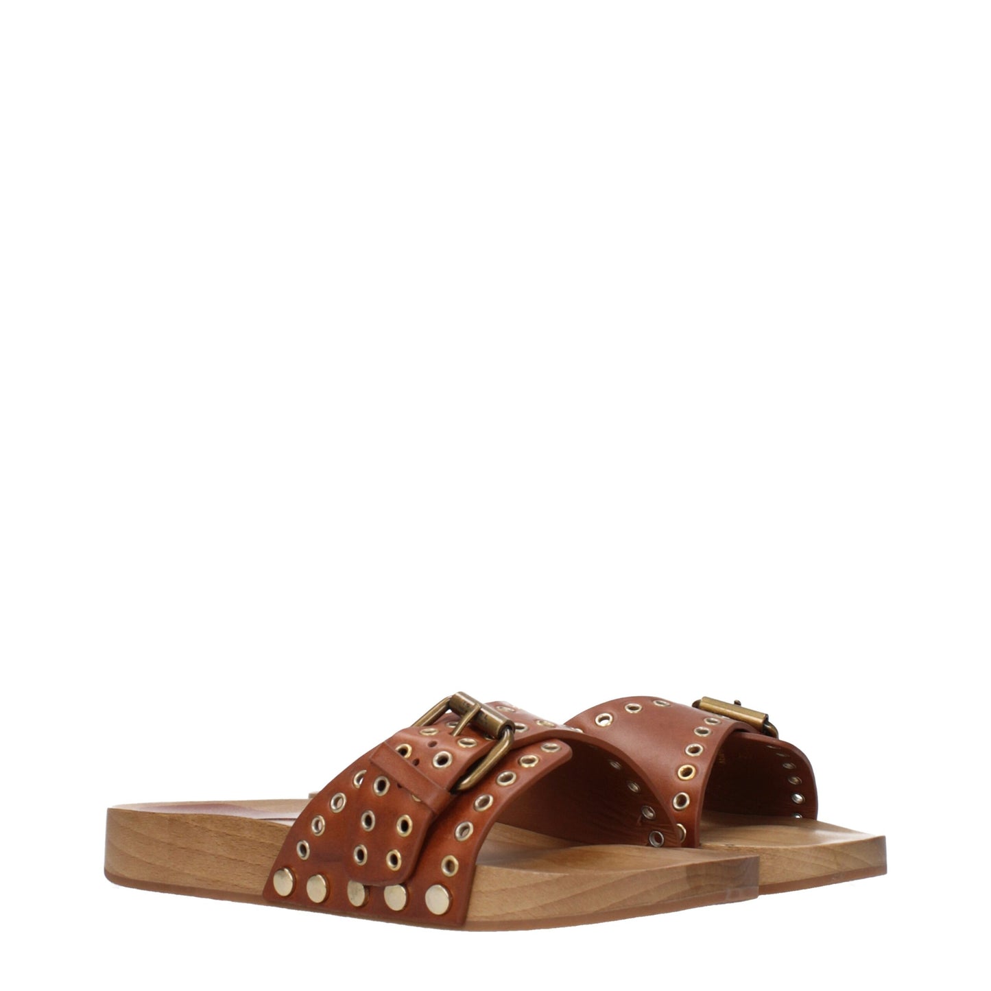 Isabel Marant Braune Leder-Slipper-Sandalen