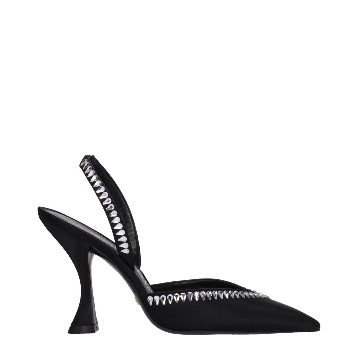 Stuart Weitzman – Schwarze Sandalen aus Satin mit Stilettoabsatz