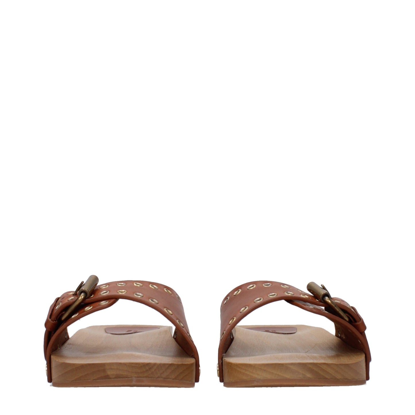 Isabel Marant Braune Leder-Slipper-Sandalen