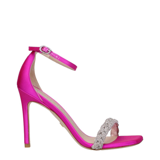 Stuart Weitzman – Rosa Satin-Sandalen mit Stilettoabsatz