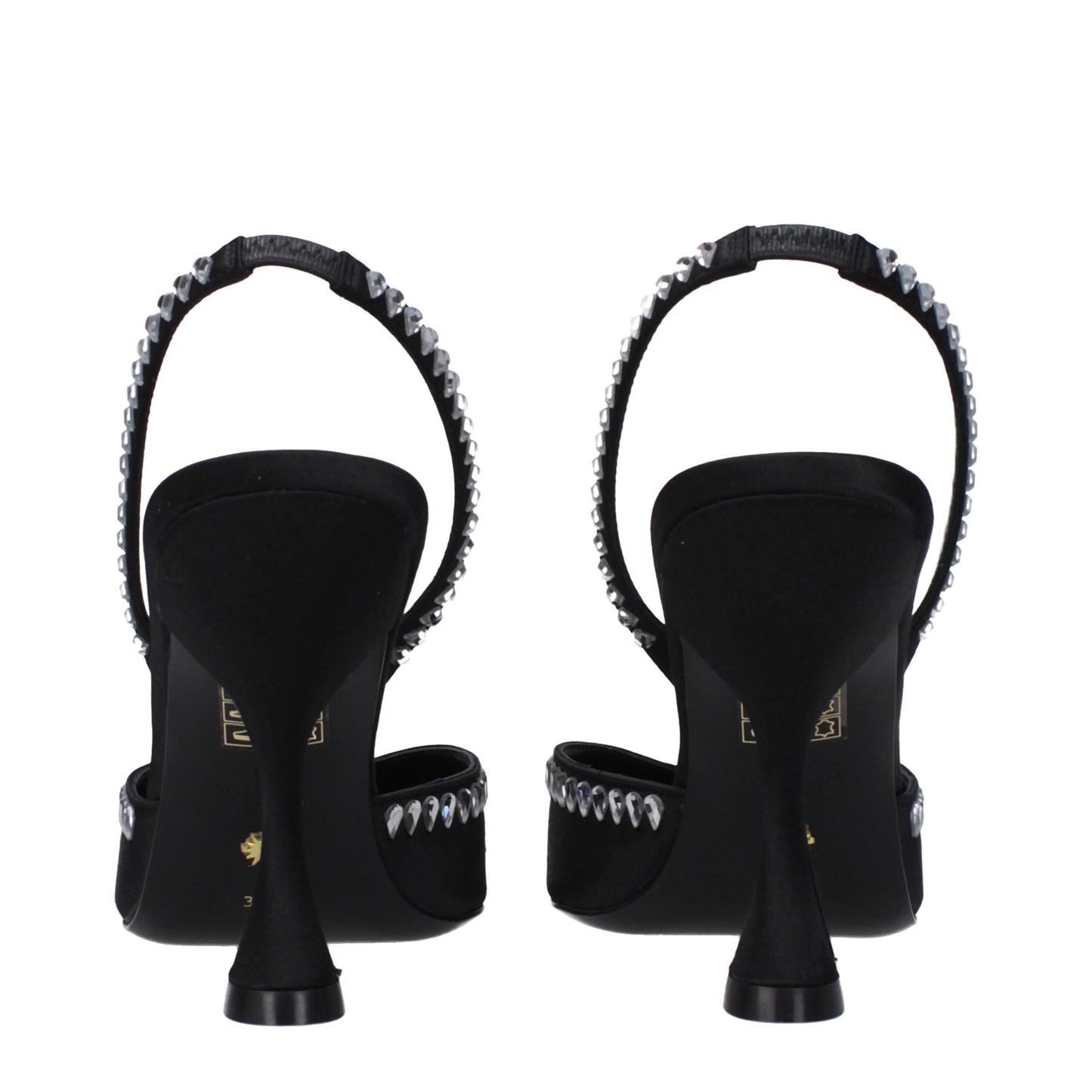 Stuart Weitzman – Schwarze Sandalen aus Satin mit Stilettoabsatz