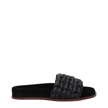 Chloé – Schwarze Slipper-Sandalen aus Leder