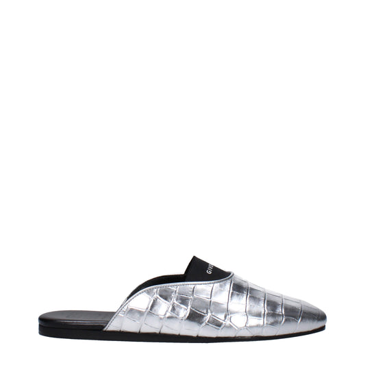 Givenchy Graue Leder-Slipper-Sandalen
