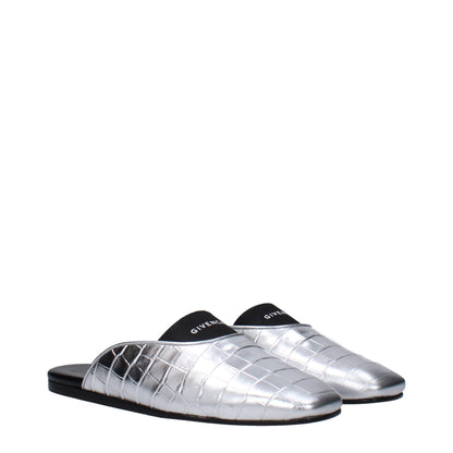 Givenchy Graue Leder-Slipper-Sandalen
