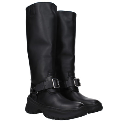 Burberry Schwarze Lederstiefel