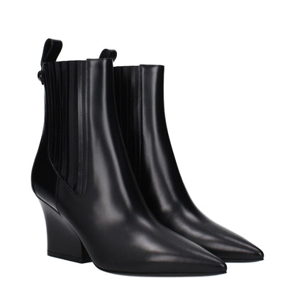 Bottines en cuir noir Valentino Garavani