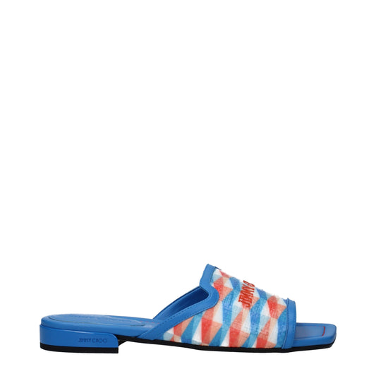 Jimmy Choo Hellblaue Stoff-Slipper-Sandalen