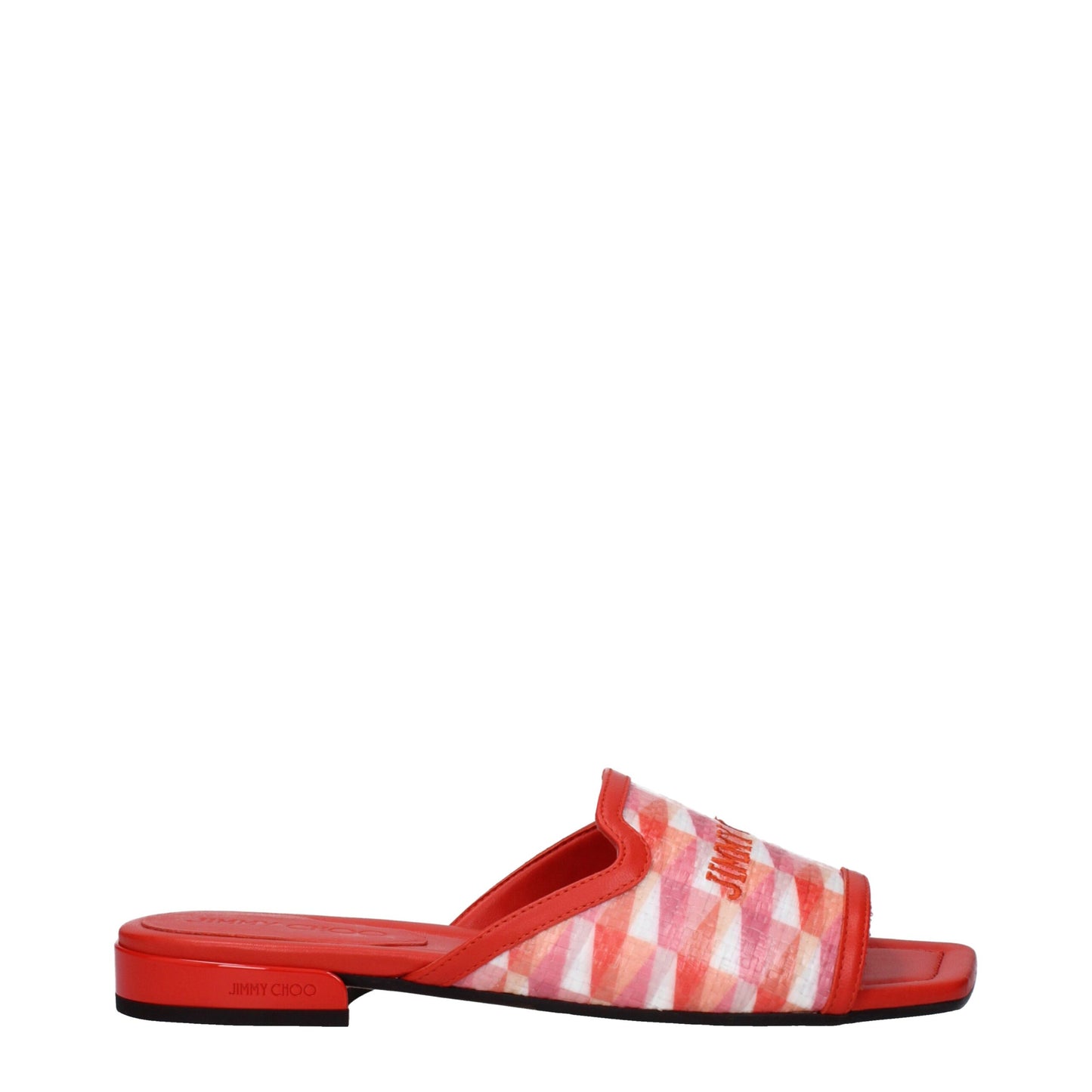 Jimmy Choo Orange Stoff-Slipper-Sandalen