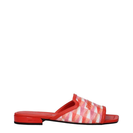 Jimmy Choo Orange Stoff-Slipper-Sandalen