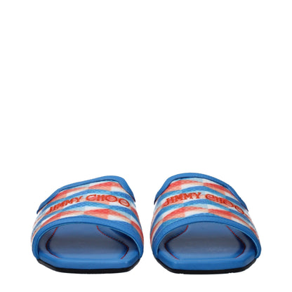 Jimmy Choo Hellblaue Stoff-Slipper-Sandalen