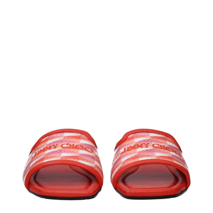 Jimmy Choo Orange Stoff-Slipper-Sandalen