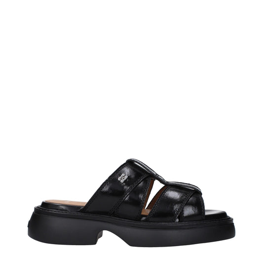 Ganni – Schwarze Stoff-Hausschuhe