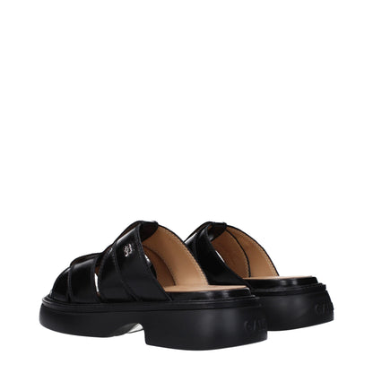Ganni – Schwarze Stoff-Hausschuhe
