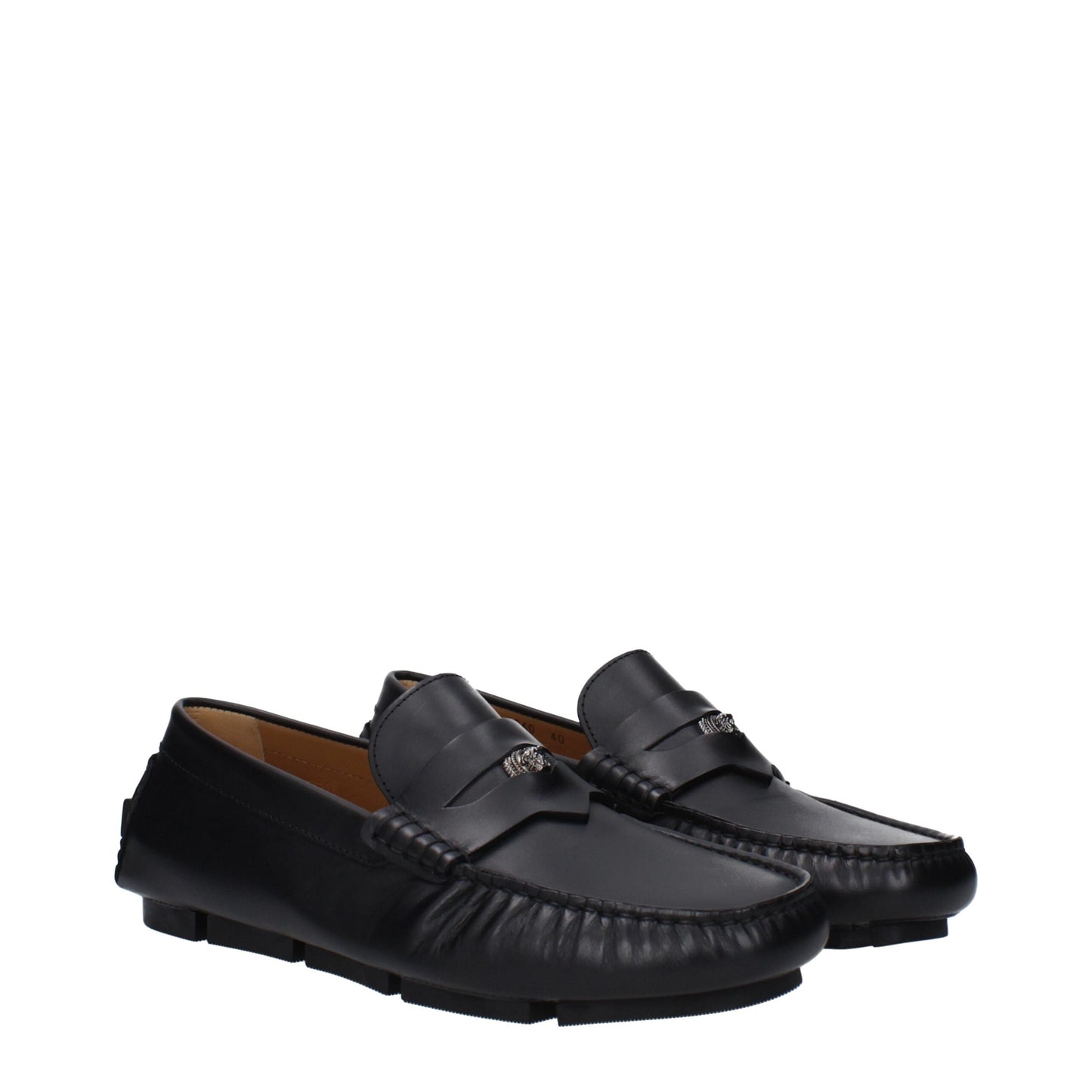 Versace – Slipper aus schwarzem Leder