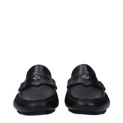 Versace – Slipper aus schwarzem Leder