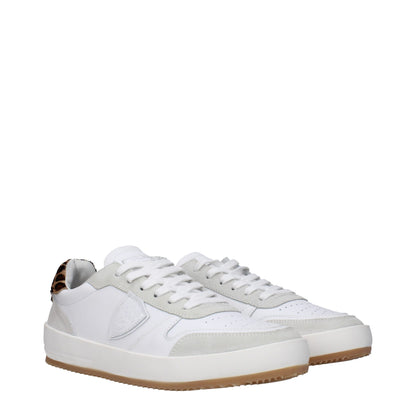 Philippe Model Weiße Leder Low-Tops