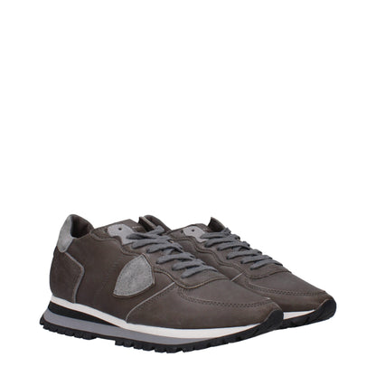 Baskets en cuir gris Philippe Model