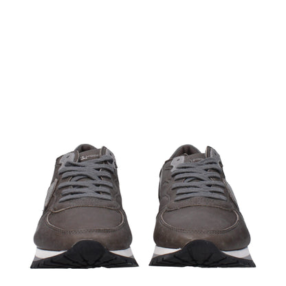 Baskets en cuir gris Philippe Model