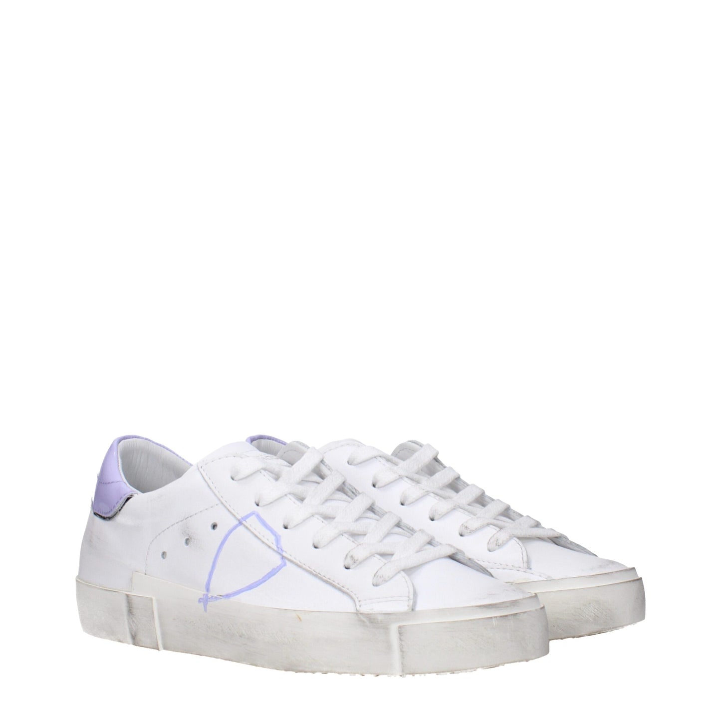 Philippe Model Weiße Leder Low-Tops