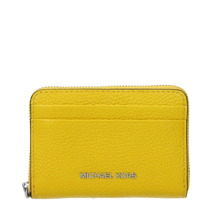 Porte-cartes en cuir jaune Michael Kors