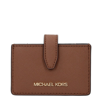 Porte-cartes en cuir marron Michael Kors