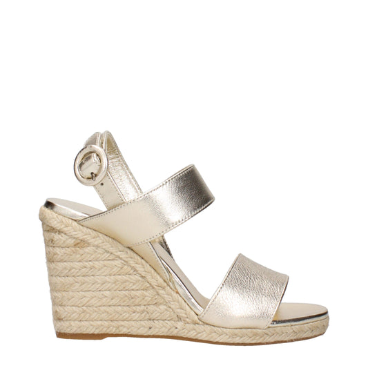 Prada – Keilsandalen aus goldenem Leder