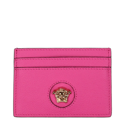 Porte-cartes en cuir rose Versace