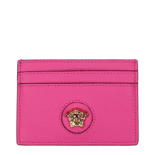Porte-cartes en cuir rose Versace