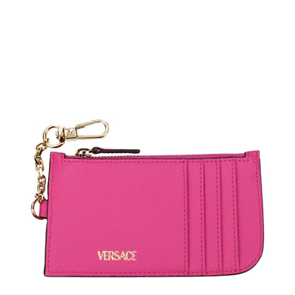 Portefeuilles en cuir rose Versace
