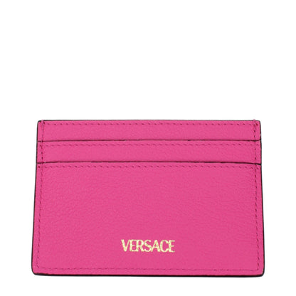 Porte-cartes en cuir rose Versace