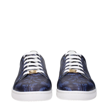 Versace Blaue Leder Low-Tops