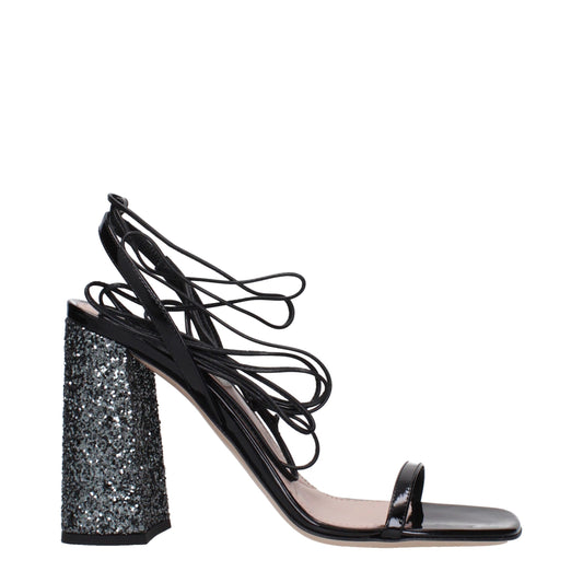 Miu Miu Schwarze Plateauschuhe aus Leder