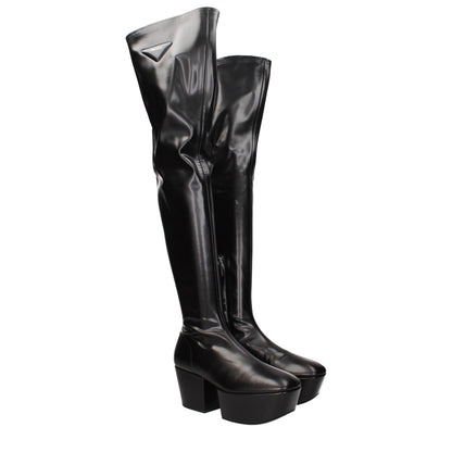 Prada Schwarze Overknee-Stiefel aus Leder