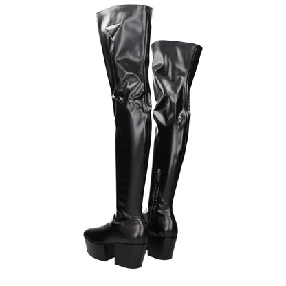Prada Schwarze Overknee-Stiefel aus Leder