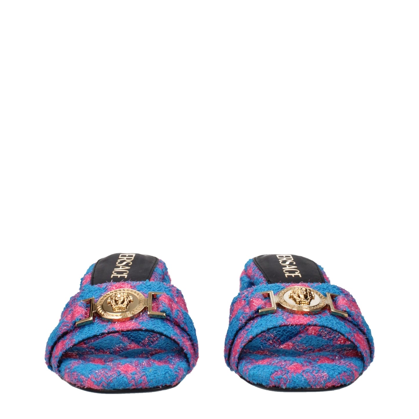 Plateformes en tissu bleu Versace