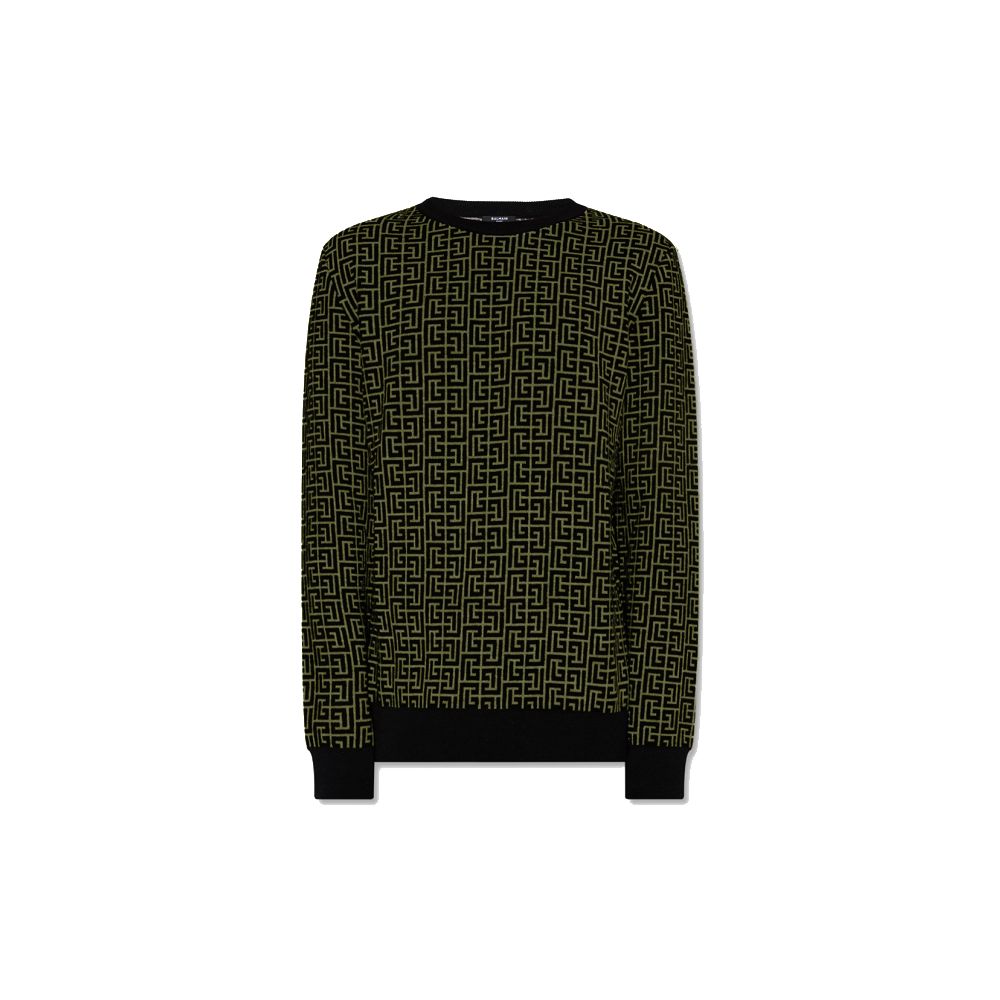 Pull en laine verte Balmain