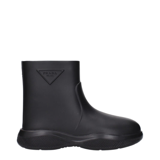 Prada Schwarze Baumwollstiefeletten