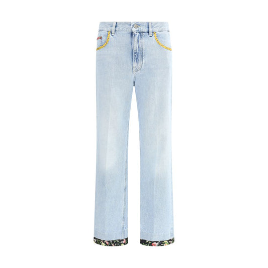 Jeans à bordure florale