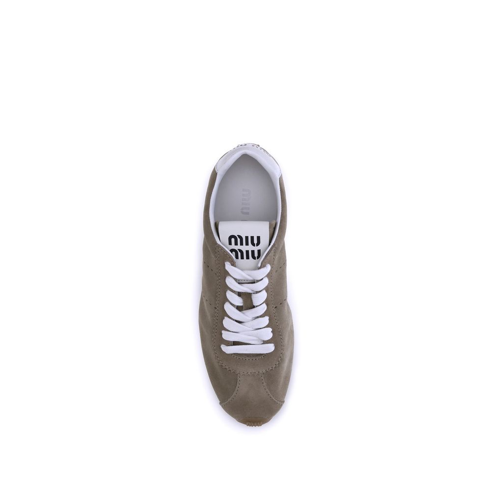 Miu Miu – Sneakers aus Wildleder mit Federn