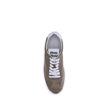 Miu Miu – Sneakers aus Wildleder mit Federn