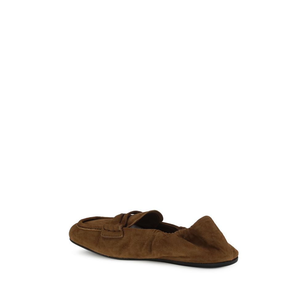 Miu Miu – Loafer aus Wildleder mit Rüschen