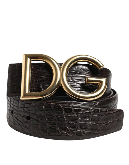 Ceinture à boucle logo DG en cuir exotique noir Dolce &amp; Gabbana