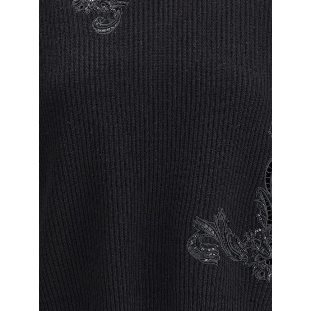 Versace - Pull brodé de feuilles Barocco